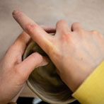 Rebecca Brown working in her studio 2019